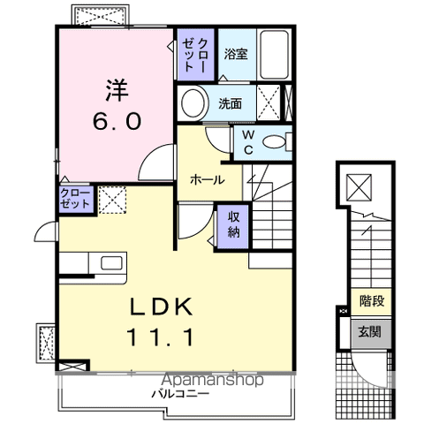 スカイフェリーチェ(1LDK/2階)の間取り写真