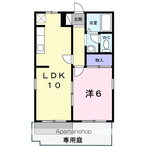 プロパティカオル2 A棟(1LDK/1階)の間取り写真
