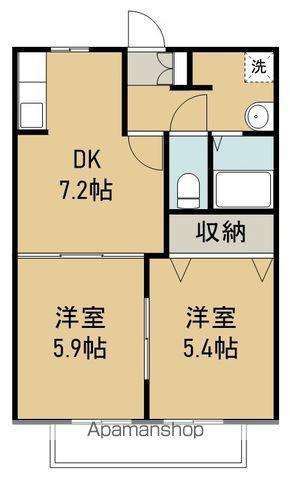 ベルタウン(2DK/1階)の間取り写真