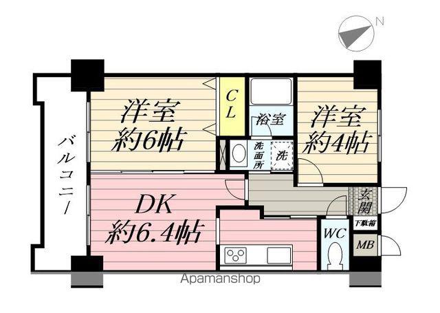 NICEアーバン鶴見中央2(2DK/6階)の間取り写真