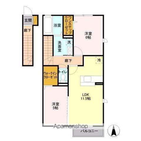 フローラルあすみ(2LDK/2階)の間取り写真