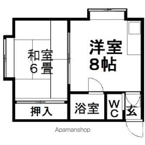 ウォーカーヒル(1DK/1階)の間取り写真