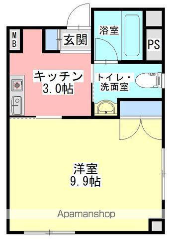 グランルーム(1K/2階)の間取り写真