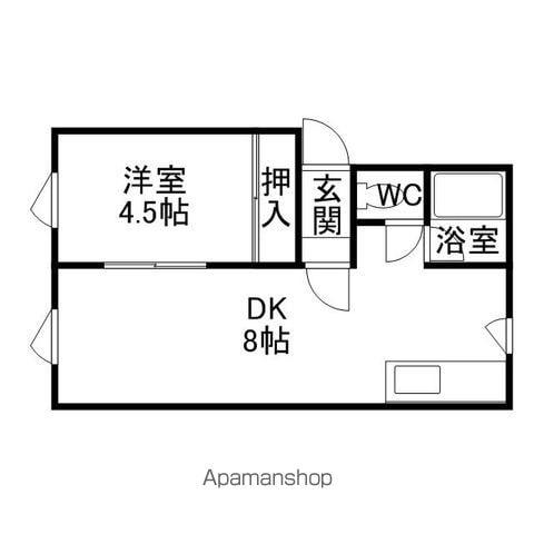 ワイズ当別B棟(1LDK/1階)の間取り写真