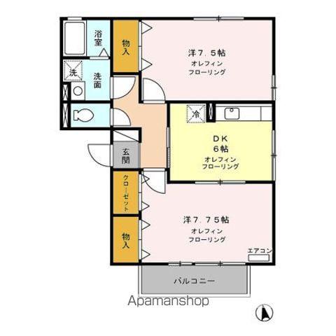 エスポワール富竹A/B/C(2DK/2階)の間取り写真