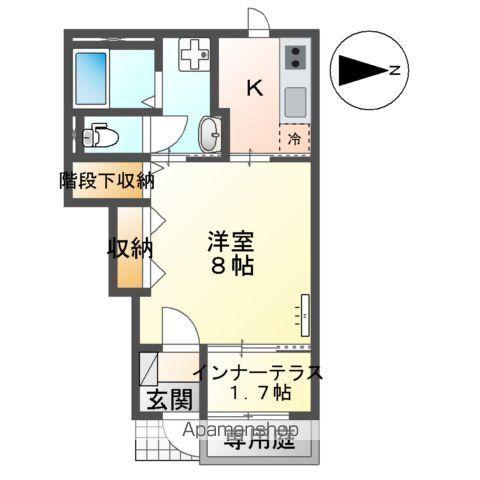 薬園町アパート(1K/1階)の間取り写真