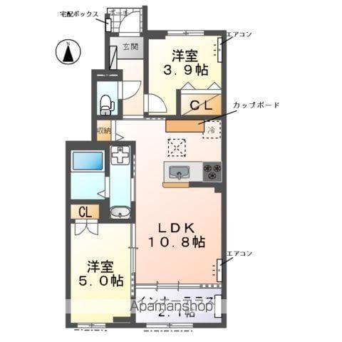 ウエストビレッヂⅠ(2LDK/1階)の間取り写真
