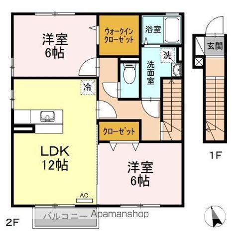 グランドソレーユII B棟(2LDK/2階)の間取り写真