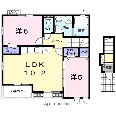 ララキャマクタⅡ(2LDK/2階)の間取り写真