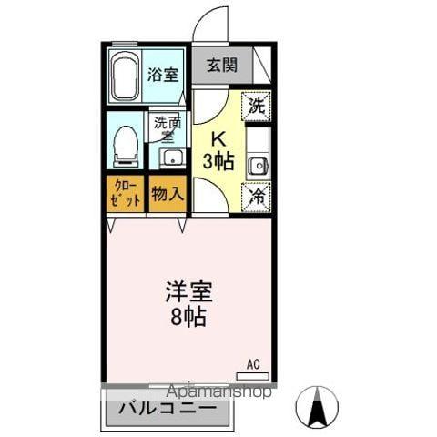 パラーシオ近藤 A(1K/1階)の間取り写真