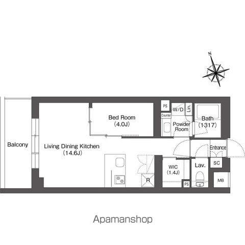 ルーウェ東大泉(1LDK/3階)の間取り写真