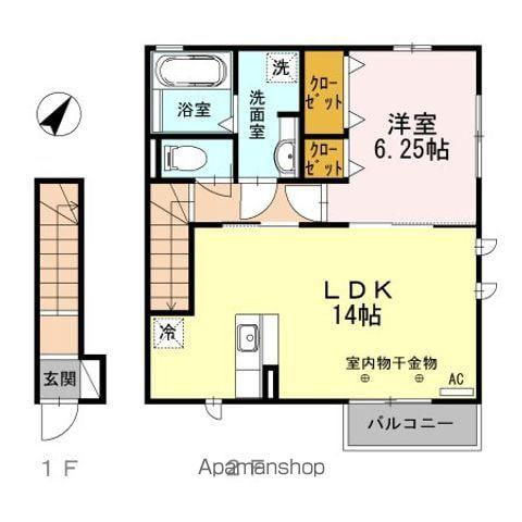 リヴェール(1LDK/2階)の間取り写真