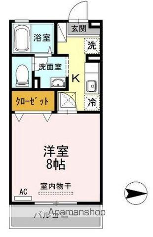 ベルシャトル B棟(1K/1階)の間取り写真