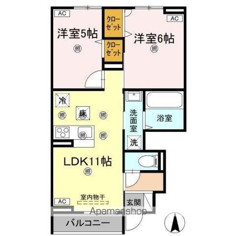 グランツ上福万 A棟(2LDK/1階)の間取り写真