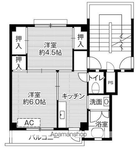 ビレッジハウス新居1号棟(2K/5階)の間取り写真