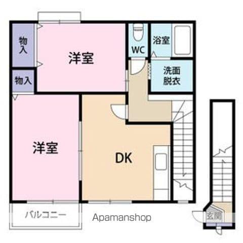 クレストール羽鳥(2DK/2階)の間取り写真