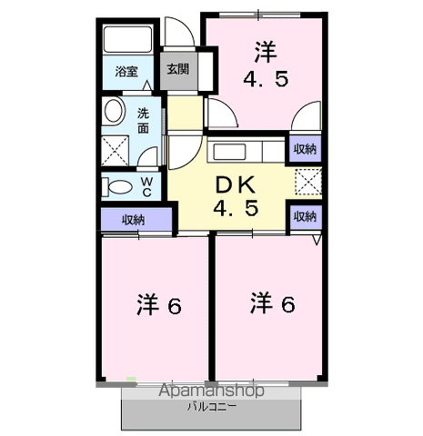 ウエスト・ビレッジⅡ番館(3K/2階)の間取り写真