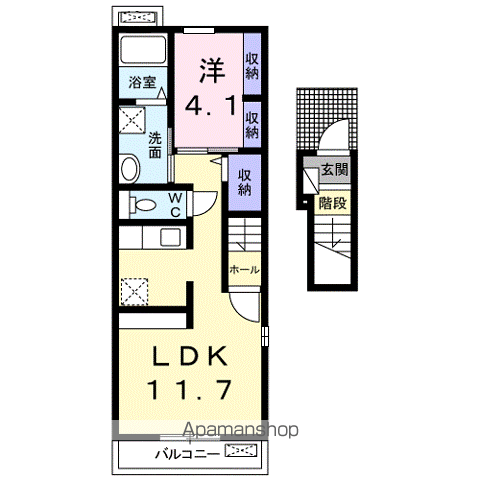 キャメルチュイール(1LDK/2階)の間取り写真