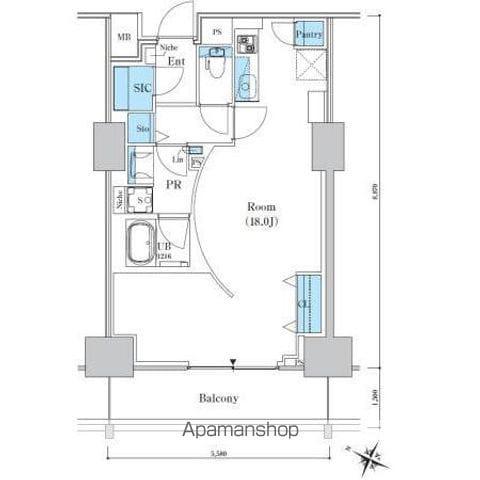 ロイヤルパークスER万代(ワンルーム/5階)の間取り写真