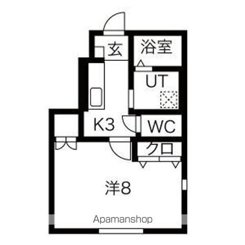 チュテレール(1K/1階)の間取り写真
