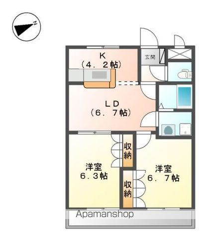 ブレスビュー(2LDK/2階)の間取り写真