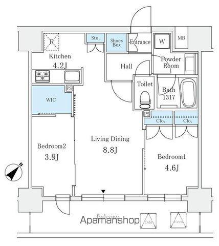 サンライズ茅場町(2LDK/2階)の間取り写真