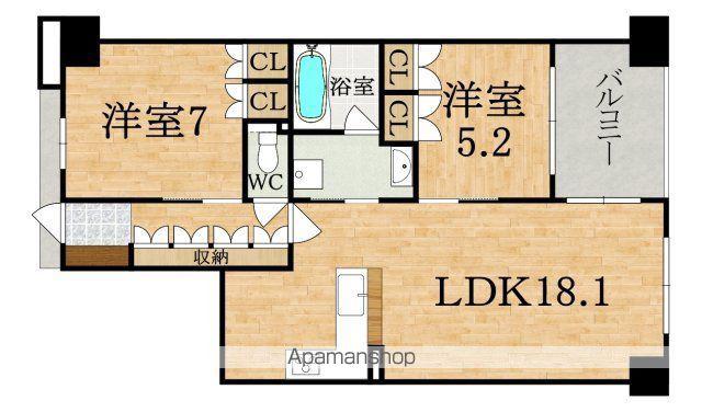 ファインフラッツ・奈良三条(2LDK/7階)の間取り写真
