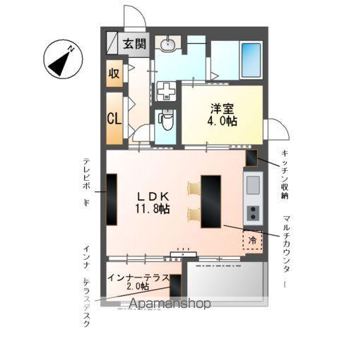ラ・セルリアン(1LDK/1階)の間取り写真