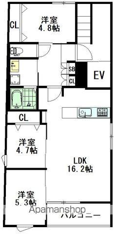 BEL AIR HOUSE(3LDK/3階)の間取り写真