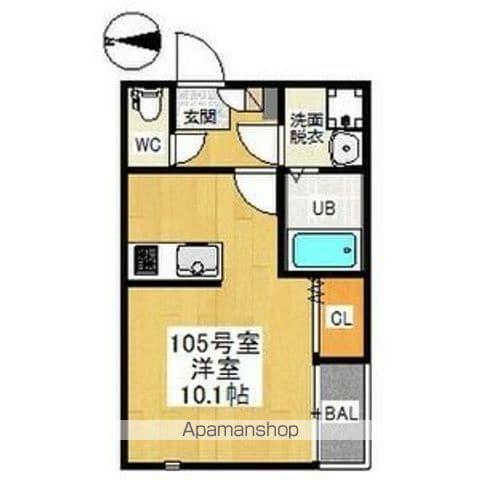 GRANDTIC 車道(ワンルーム/1階)の間取り写真