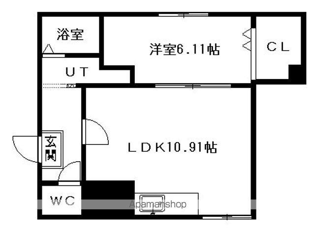 8・4サウンドビル(1LDK/2階)の間取り写真