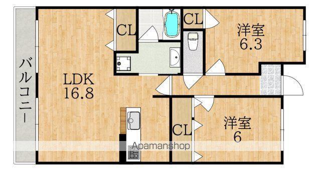 ライオンズマンション富雄(2LDK/7階)の間取り写真
