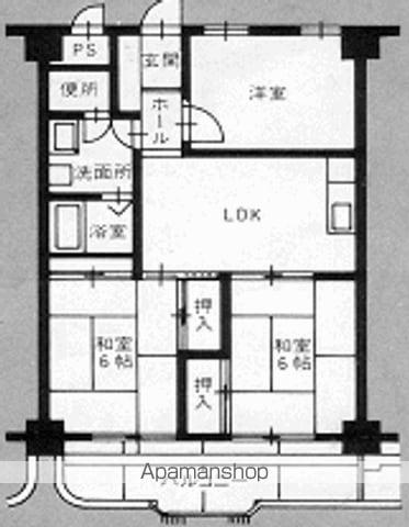 郡家グリーンハイツ(3LDK/6階)の間取り写真