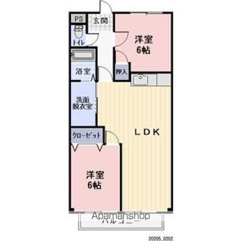 SURPLUS THREEハイツ緑ケ丘(2LDK/2階)の間取り写真