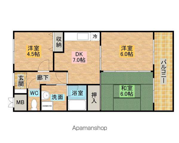サンパレス21忠岡B棟(3DK/2階)の間取り写真