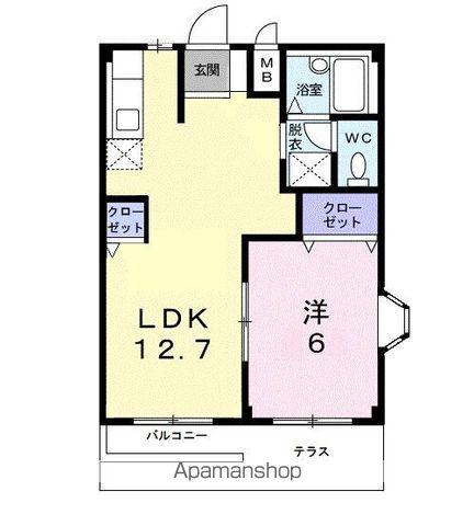 エルディム中原(1LDK/1階)の間取り写真
