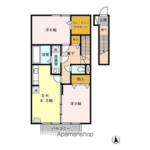 リビングタウン鵜沼 A(2DK/2階)の間取り写真