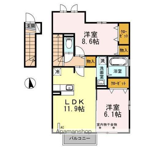 アンジュ B(2LDK/2階)の間取り写真