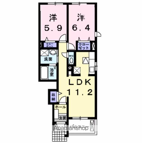 リヴィエールラティエ(2LDK/1階)の間取り写真