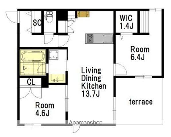 SKY GARDEN(2LDK/1階)の間取り写真