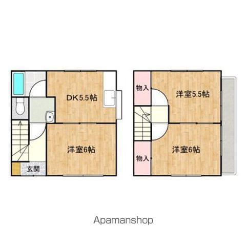 山陽本線 東福山駅 バス乗車時間：5分 高屋団地バス停で下車 徒歩14分 2階建 築42年(3K)の間取り写真