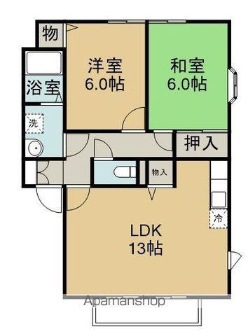 サンビレッジ川合 D(2LDK/2階)の間取り写真