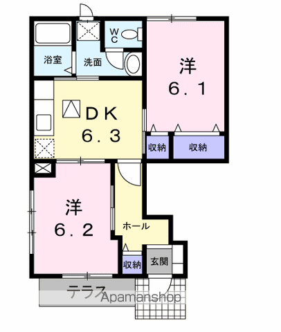 リスプランタン A棟(2DK/1階)の間取り写真