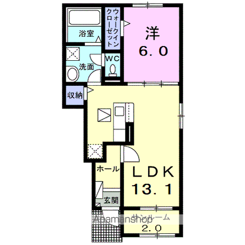 ヴィルド希羽Ⅱ(1LDK/1階)の間取り写真