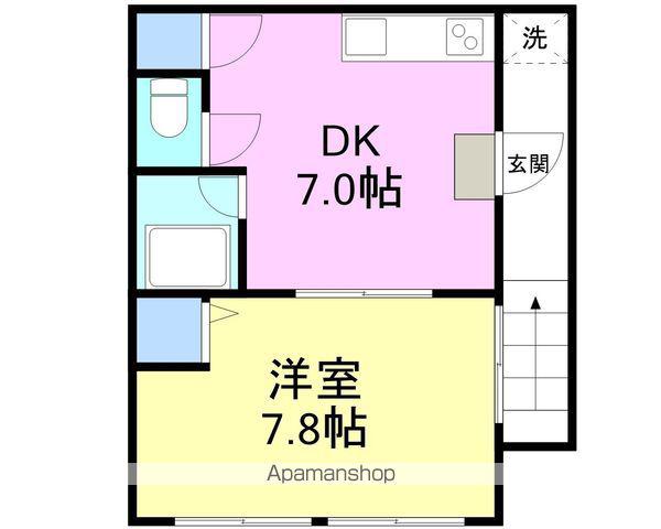 栄能ビル(1DK/2階)の間取り写真