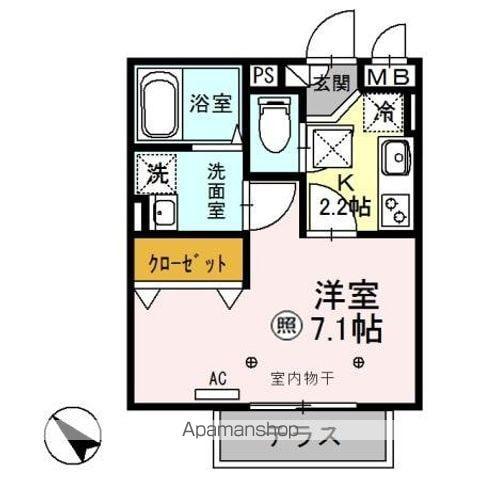 エスポアール(1K/1階)の間取り写真