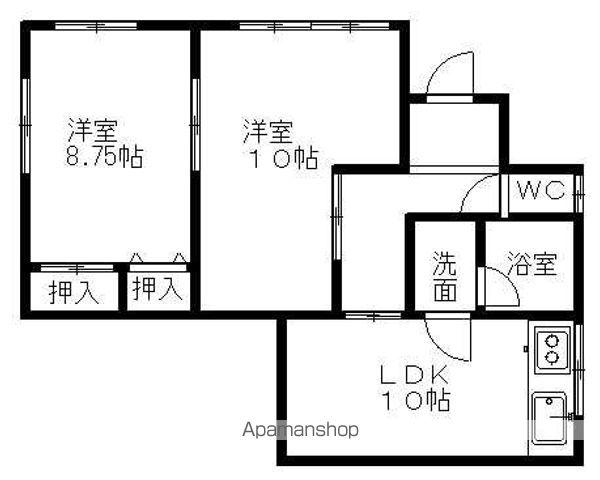 あおいマンション(2LDK/1階)の間取り写真