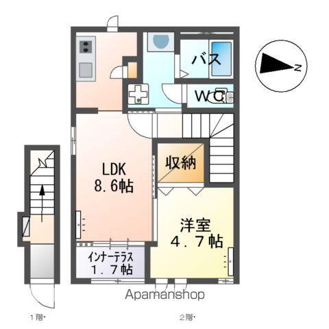 ヴィヴァレスⅣ(1LDK/2階)の間取り写真