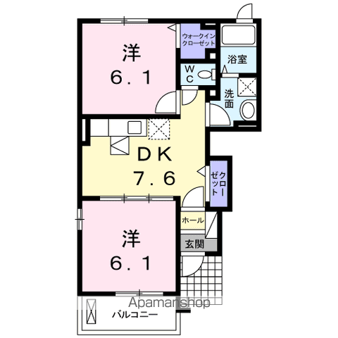 モデルノパレスⅡ(2DK/1階)の間取り写真