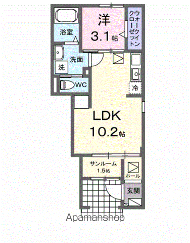 ラ フェリーチェ 篠ノ井(1LDK/1階)の間取り写真